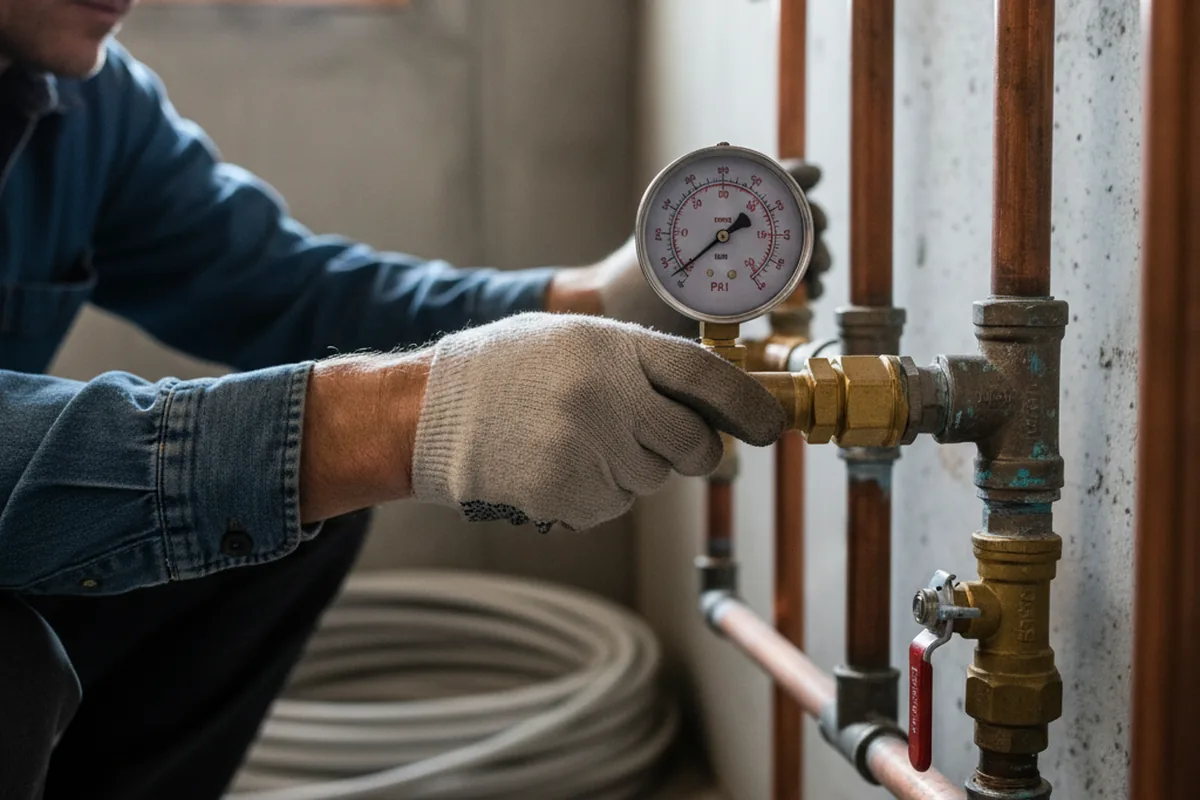 Pressure testing a repaired line during Water Line Repair in Destin